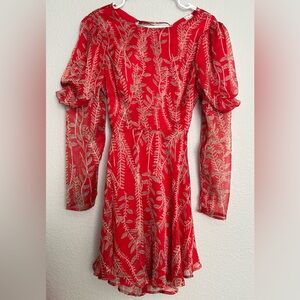 Angel Biba Red Leaf Pattern Dress